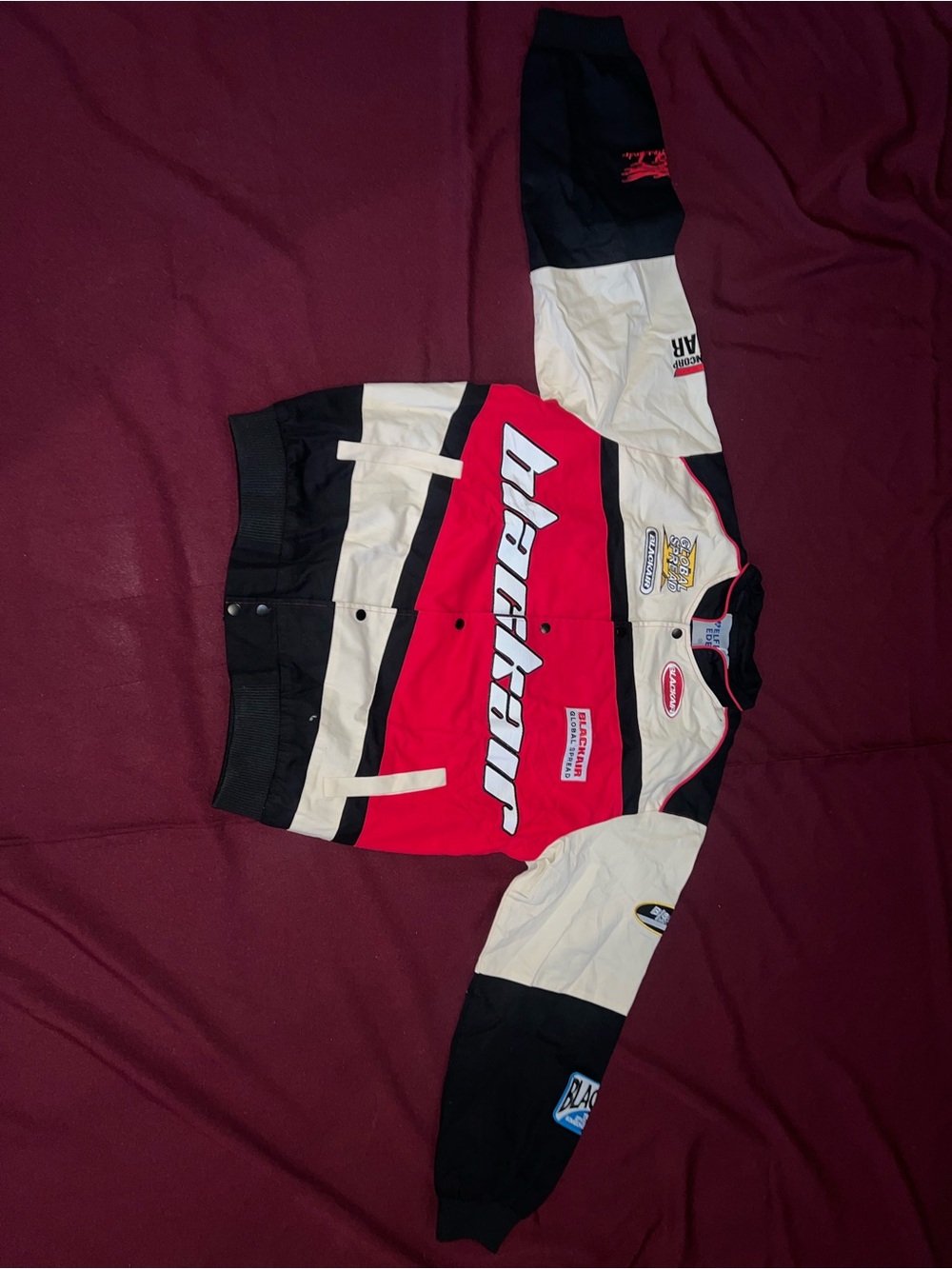 Black/Red/Cream Racing Jacket with Logos